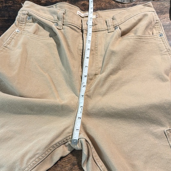 Levi’s high waisted wide leg crop utility cargo stretch jeans tan size 30 - Picture 5 of 11